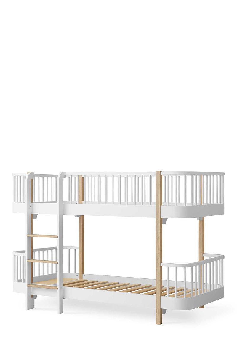 halbhohes Etagenbett 'Wood Original' Weiss / Eiche 200 x 90 cm