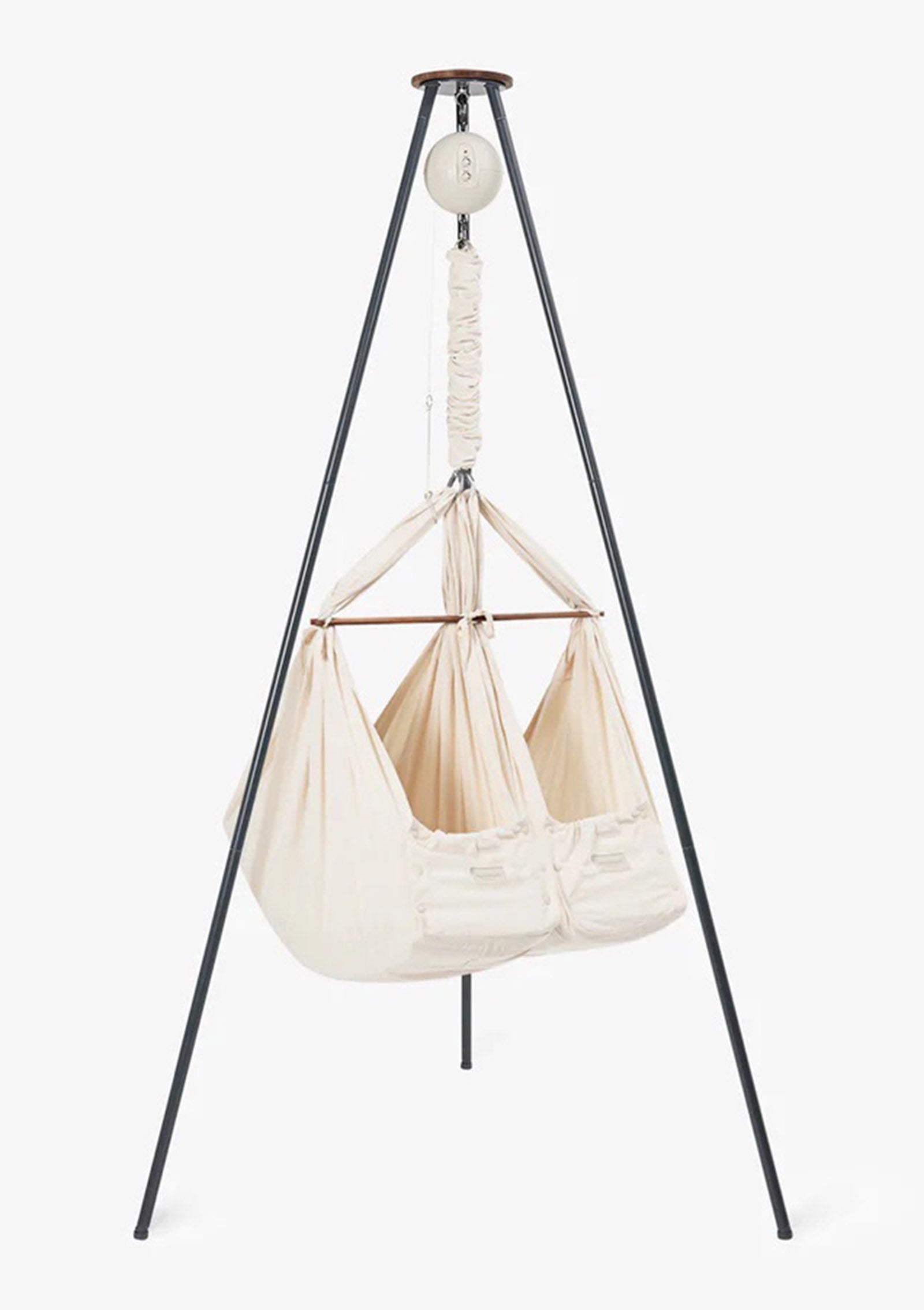 Zwillings-Federwiegen-Set mit Gestell & Motor Natur