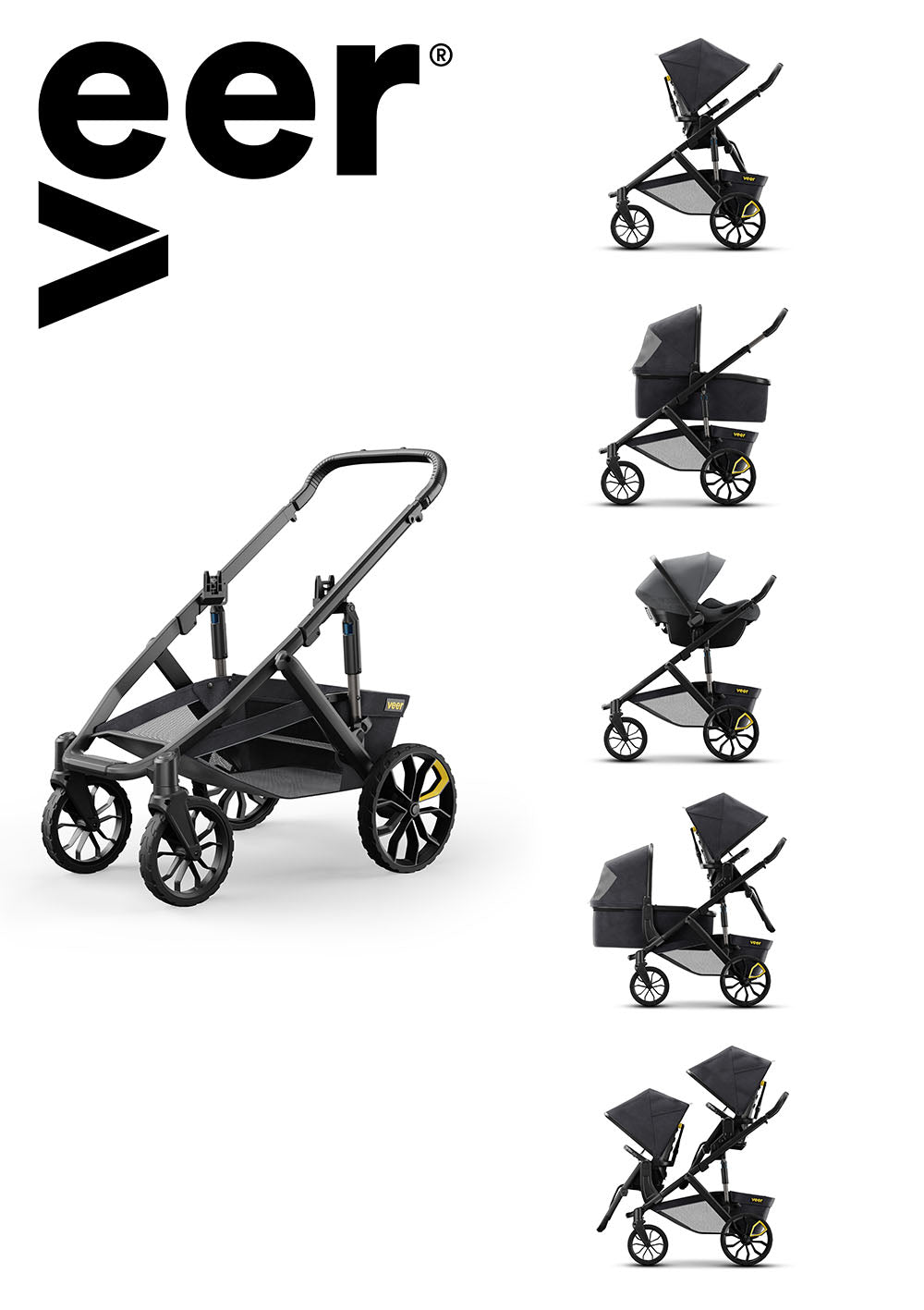 veer &Roll Kinderwagengestell dunkelgrau / schwarz