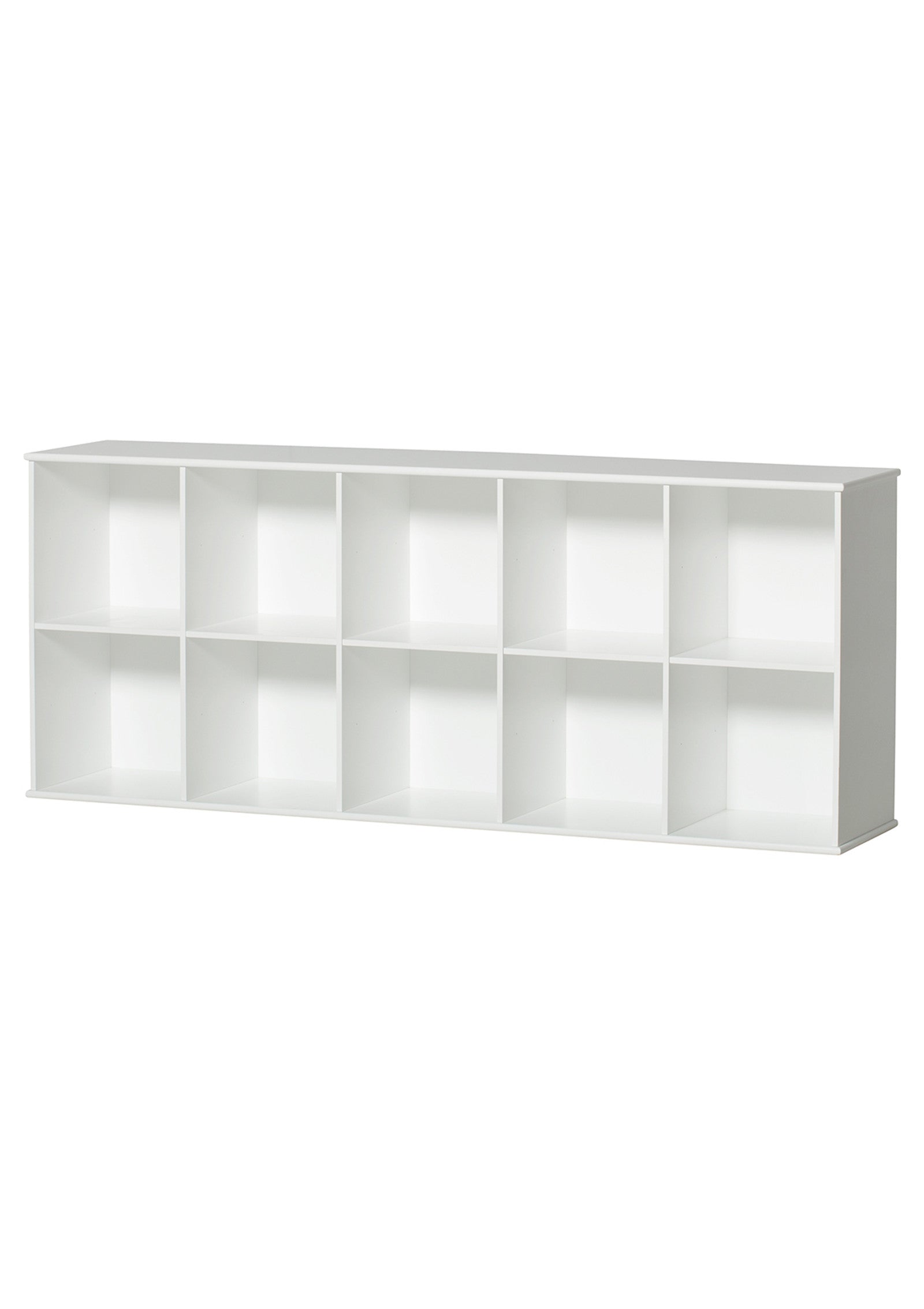 'Wood' Standregal horizontal 2 x 5 m / weiß mit Sockel