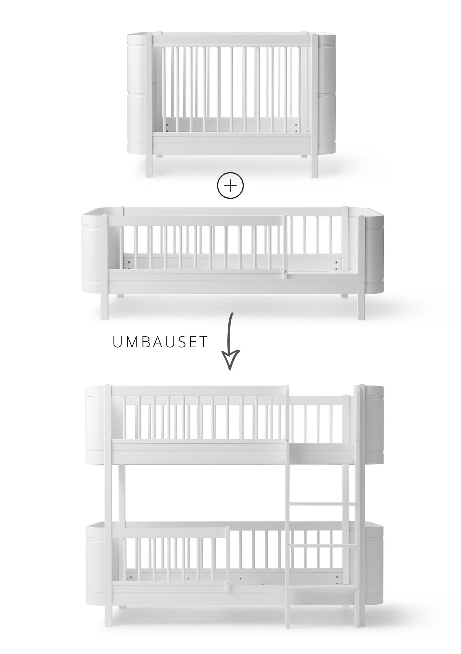 Oliver Furniture Umbauset zum halbhohen Etagenbett 'Wood Mini+' Weiß