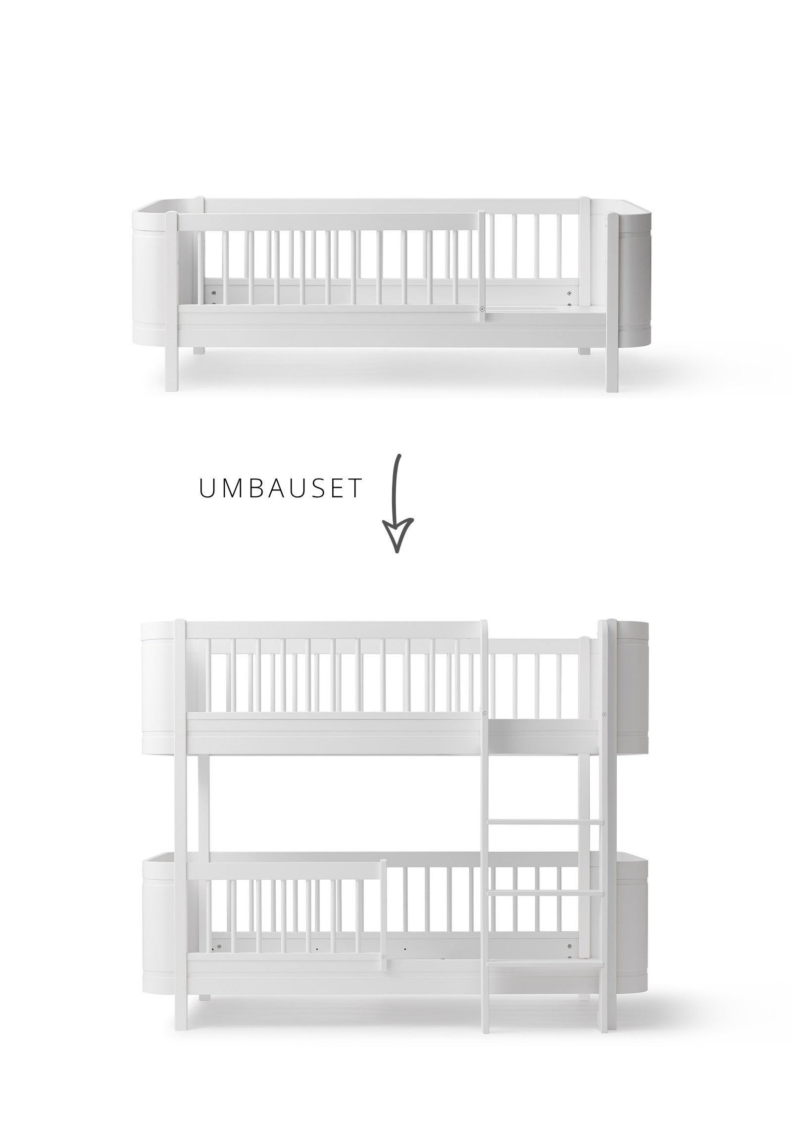 Oliver Furniture Umbauset für 'Wood Mini+' Juniorbett zum halbhohen Etagenbett Weiß