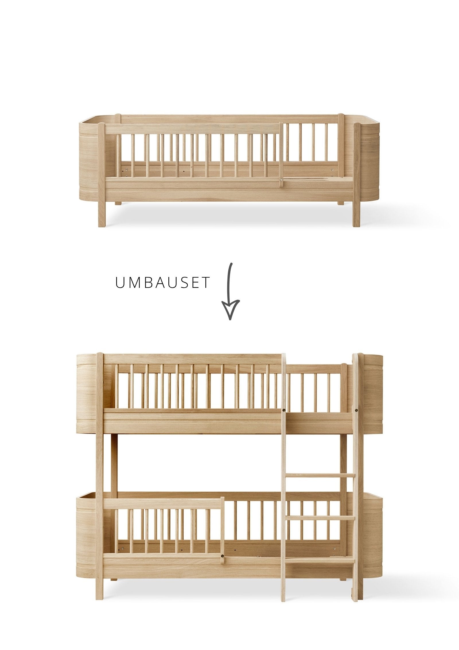 Oliver Furniture Umbauset für 'Wood Mini+' Juniorbett zum halbhohen Etagenbett Eiche