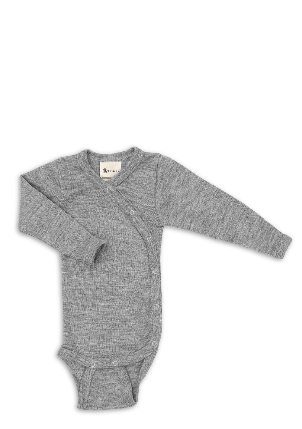 Engel Wolle/Seide Wickelbody Langarm hellgrau melange