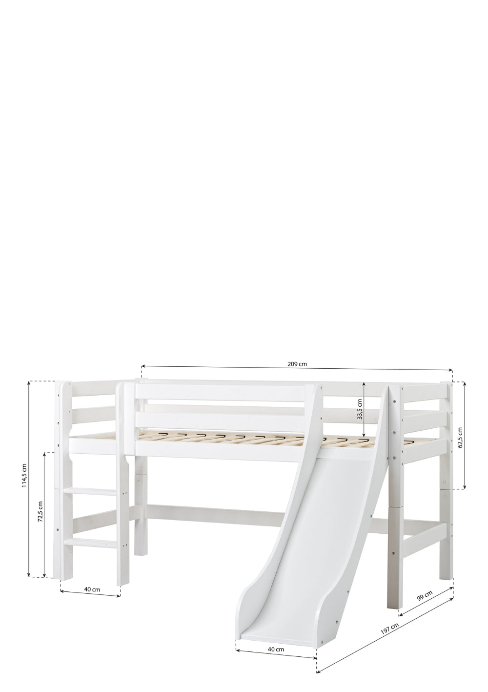 ECO Luxury Spielbett mit Rutsche 90 x 120 cm