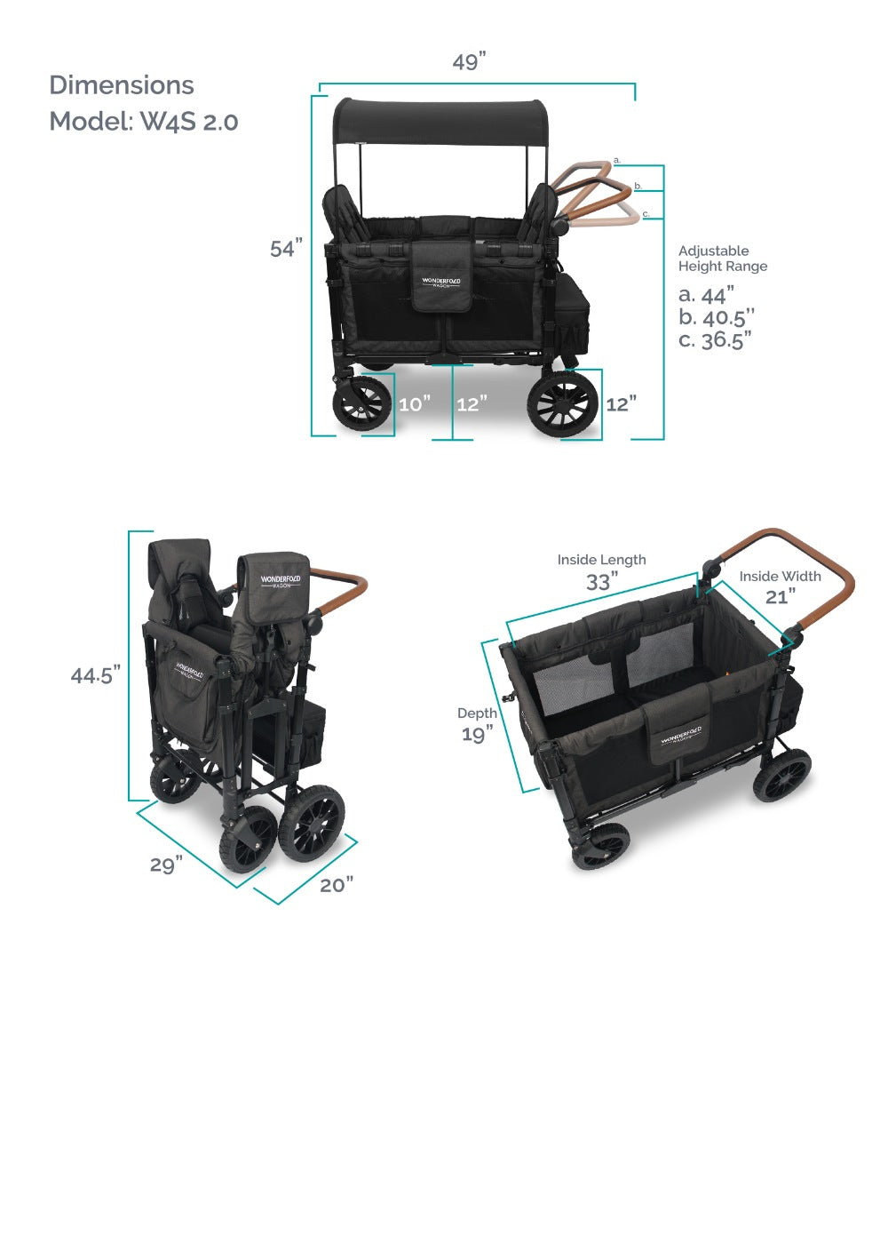 WonderFold W4 Luxe Kinderwagen 4-Sitzer