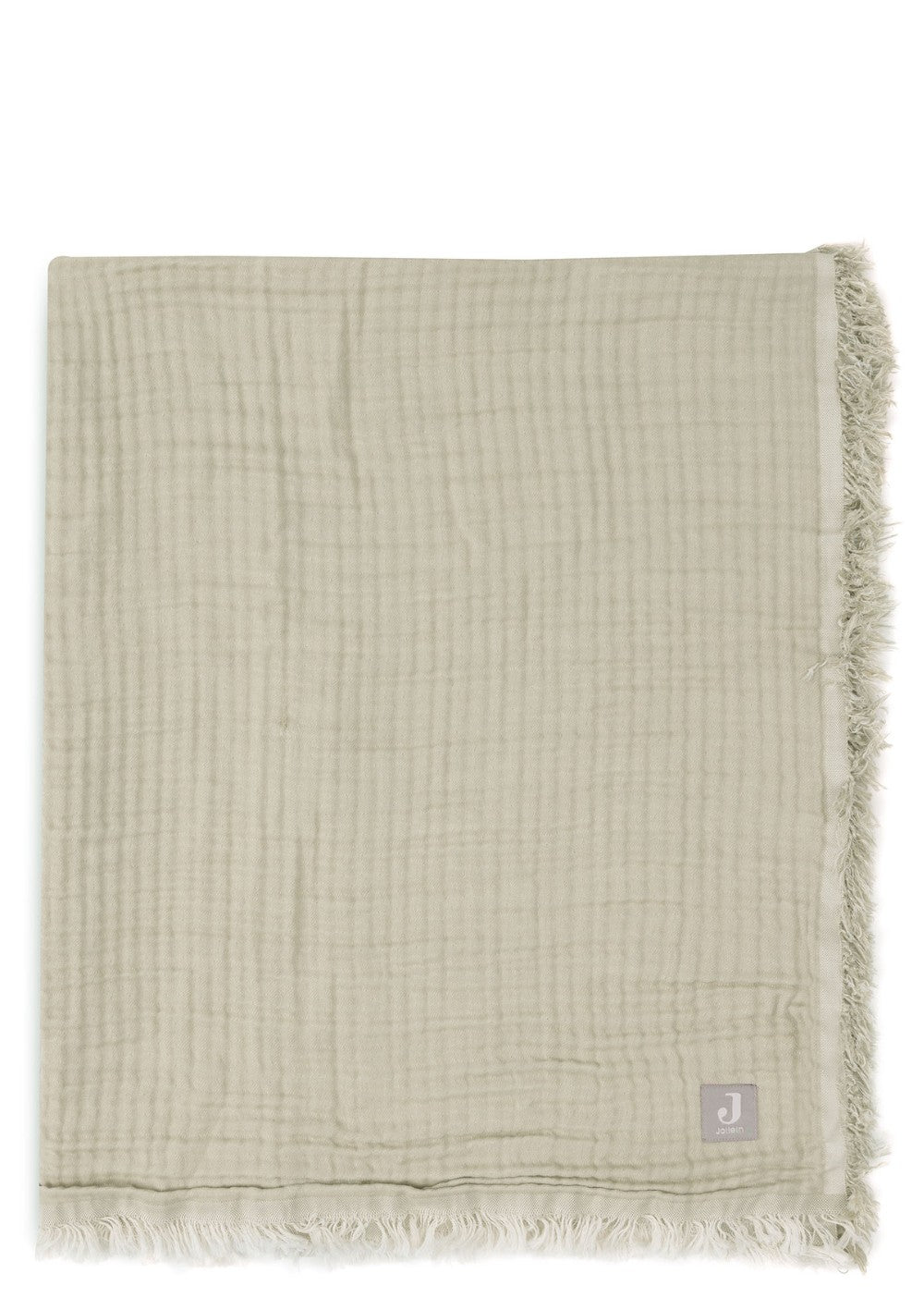 Jollein Musselin Decke 'Fringe' Olive Green 100 x 75 cm