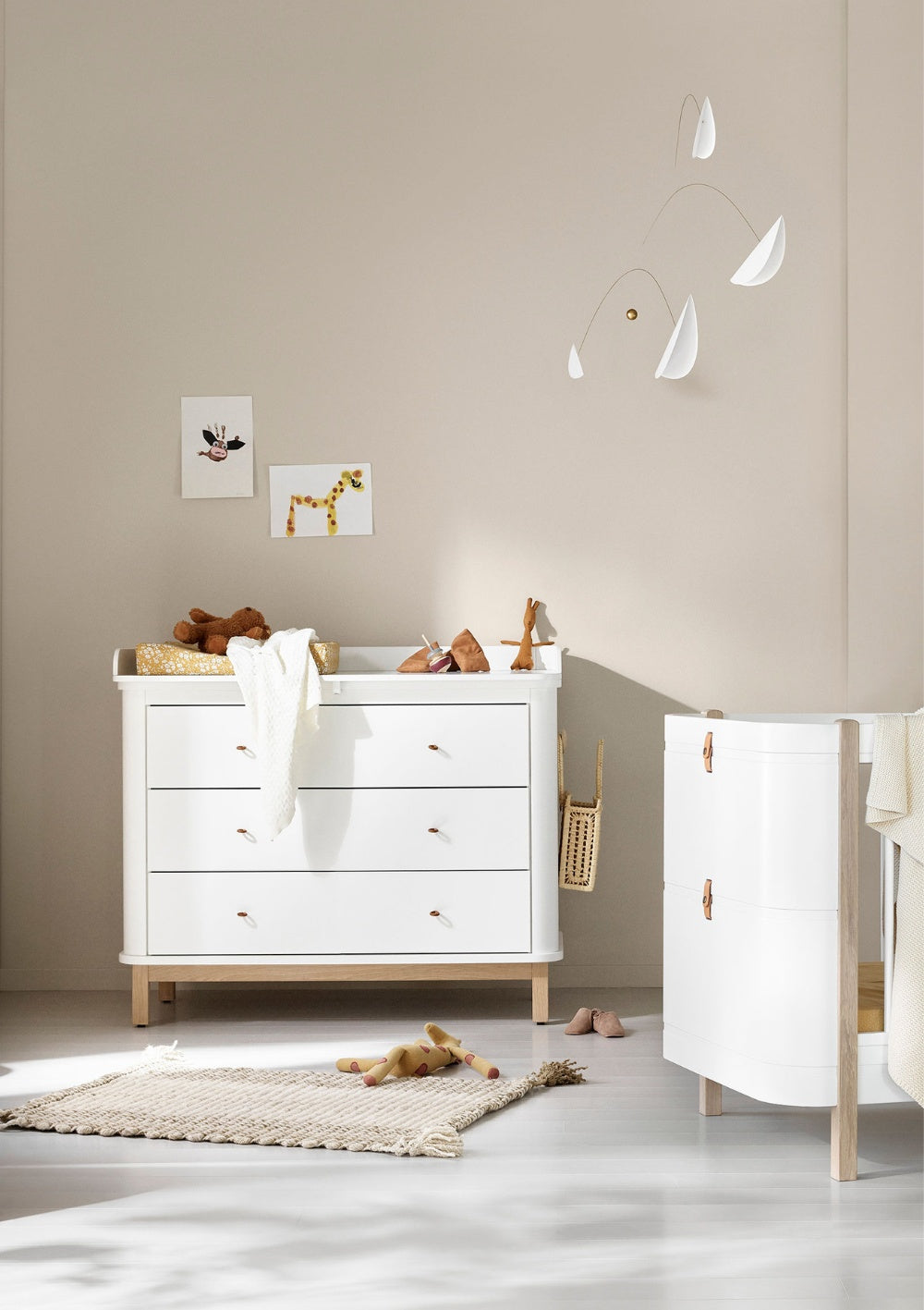 Oliver Furniture 'Wood' (Wickel-)Kommode 3 Schubladen Weiß/Eiche 