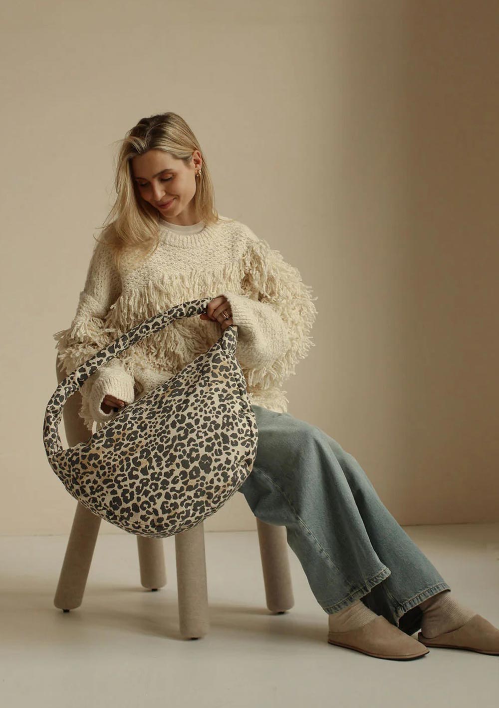 Studio Noos Umhängetasche 'Soft Cotton Crossbody Bag' Leopard