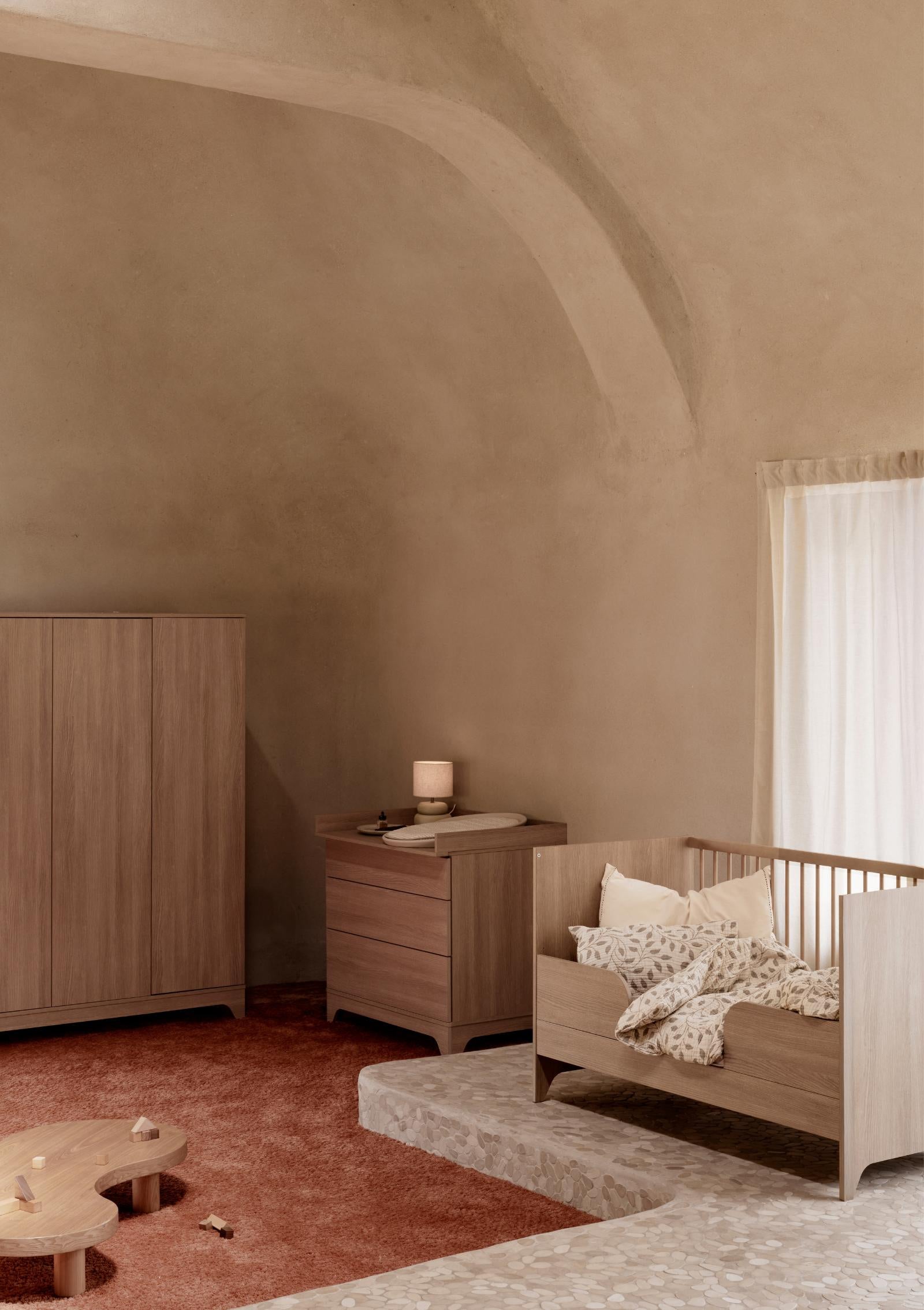 Quax Room Collection 'Tsugi' Honey Ash: 2-in-1 Bett 140 x 70 cm, Schrank XL, Wickelkommode