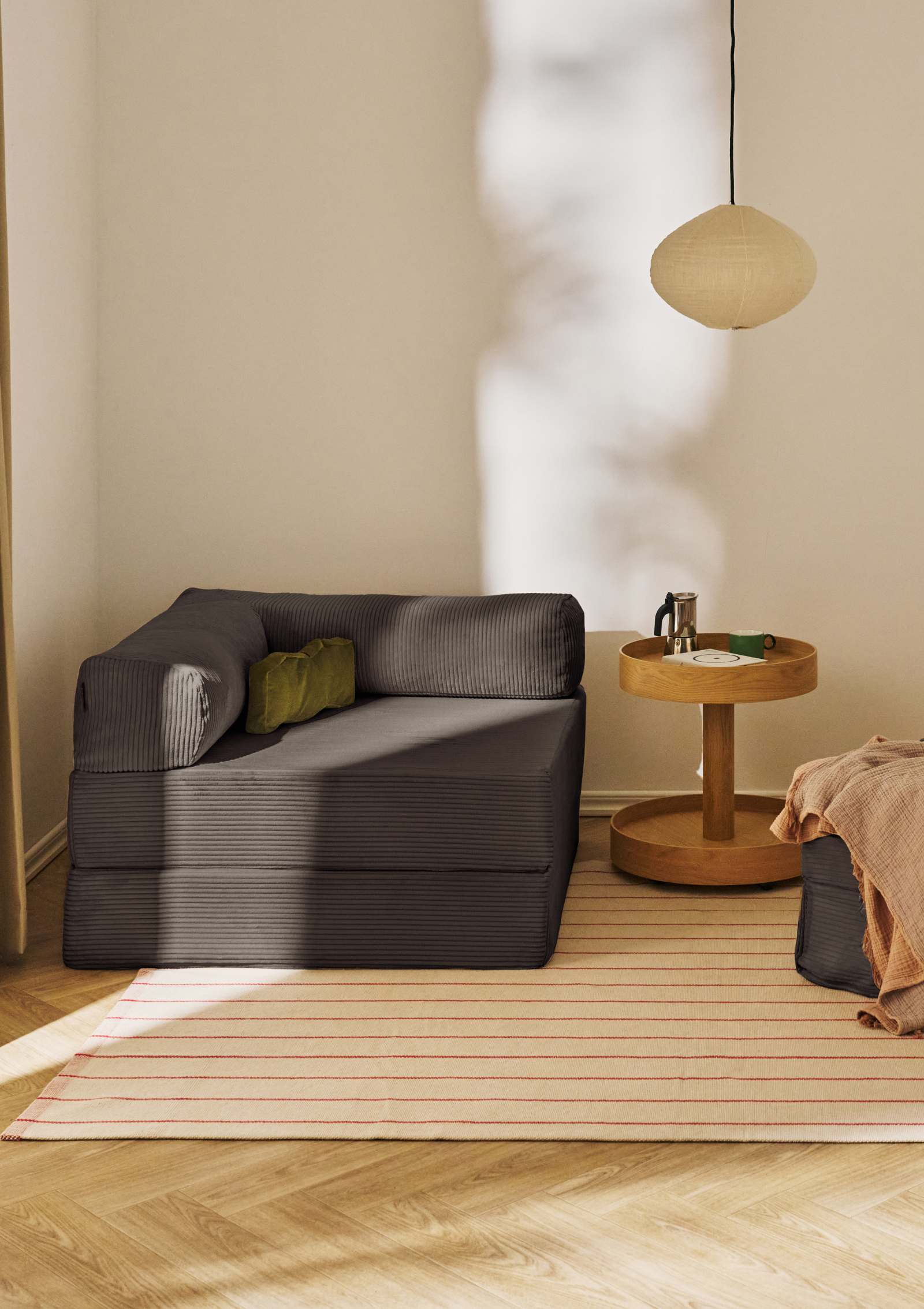 Funzy Family Sofa Cord Kiesel Grau als Sessel