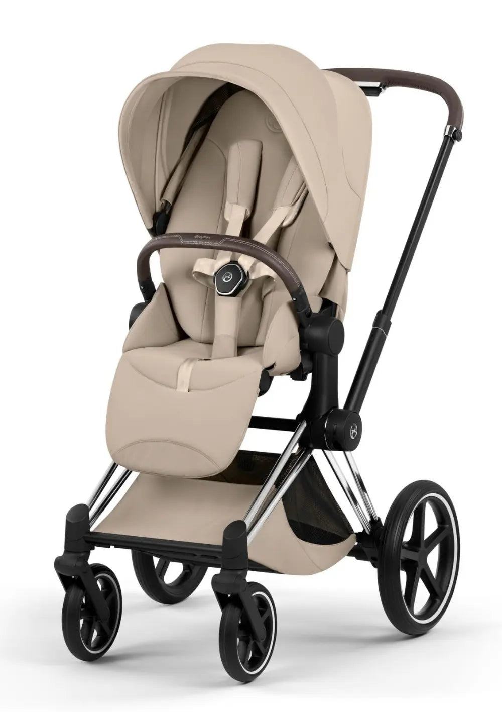Cybex Kinderwagen-Set 'Priam Style' Cozy Beige (Frame Chrome Brown)
