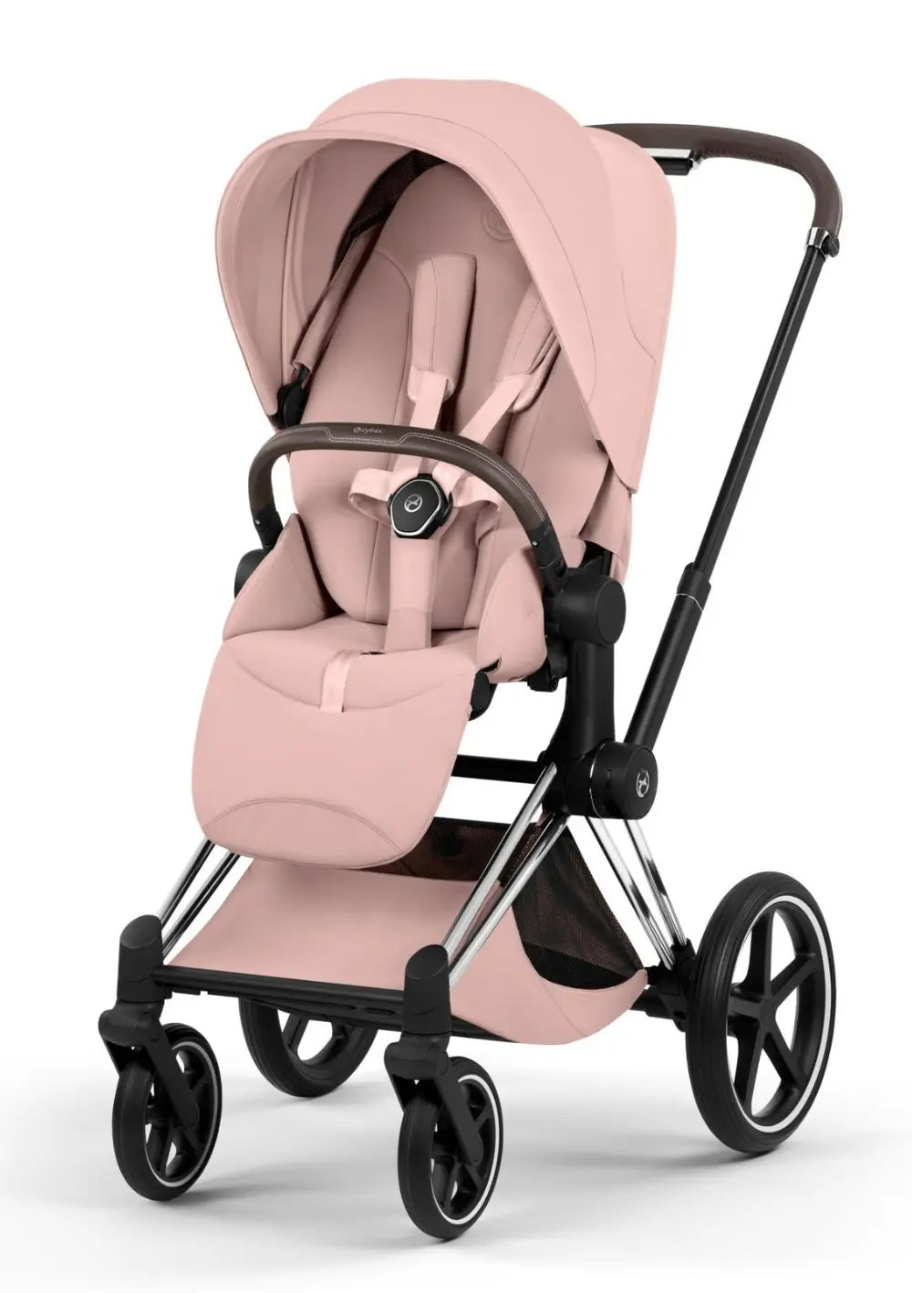 Cybex Kinderwagen-Set 'Priam Style' Peach Pink (Frame Chrome Brown)