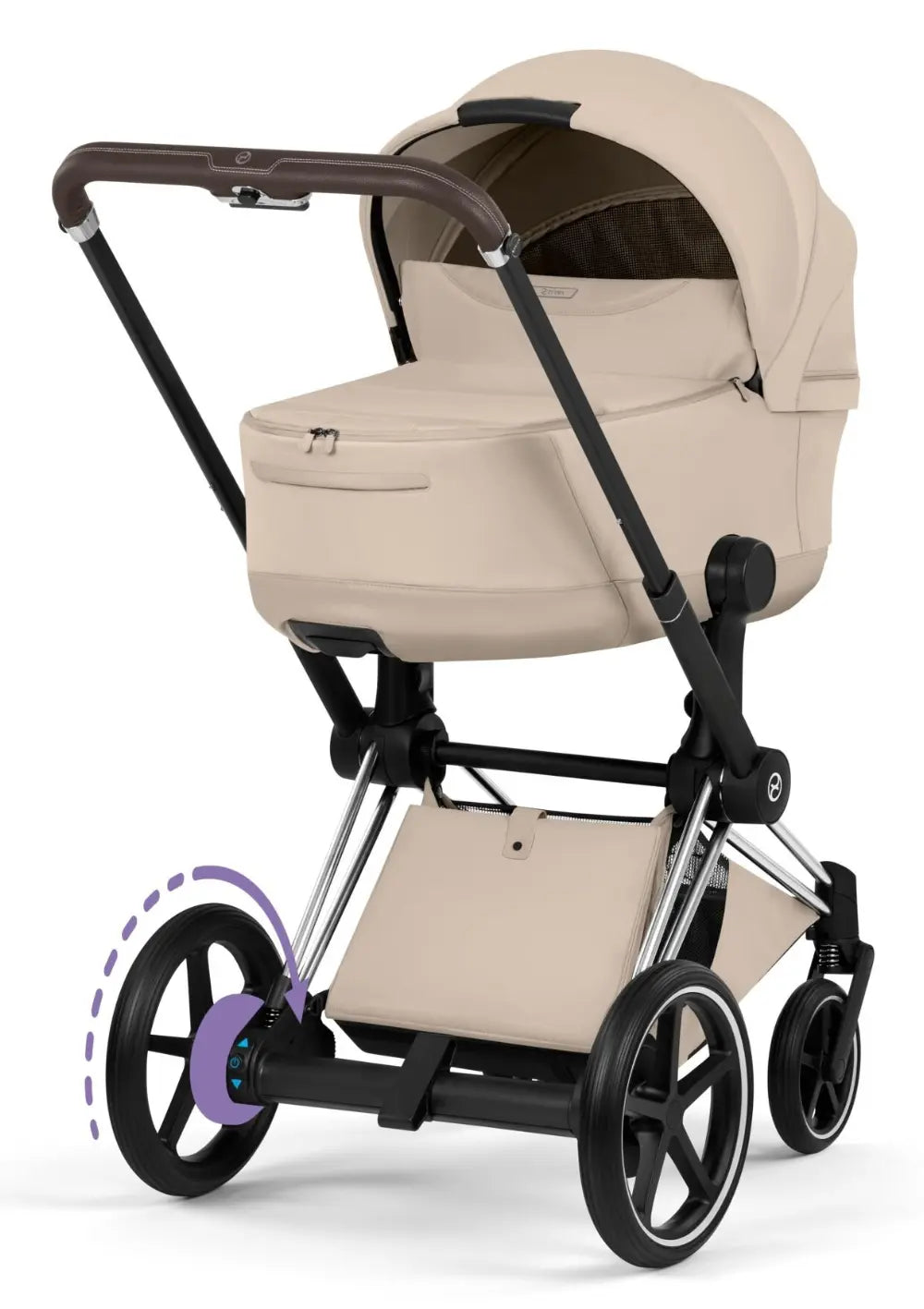 Cybex Kinderwagen-Set 'e-Priam Style' Cozy Beige (Frame Chrome Brown)