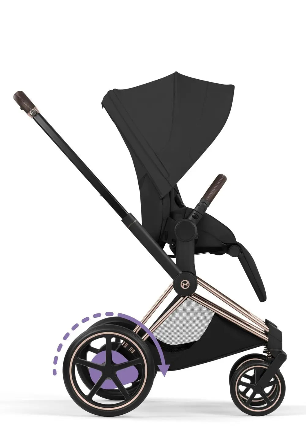 Cybex Kinderwagen-Set 'e-Priam Style' Sepia Black (Frame Roségold)