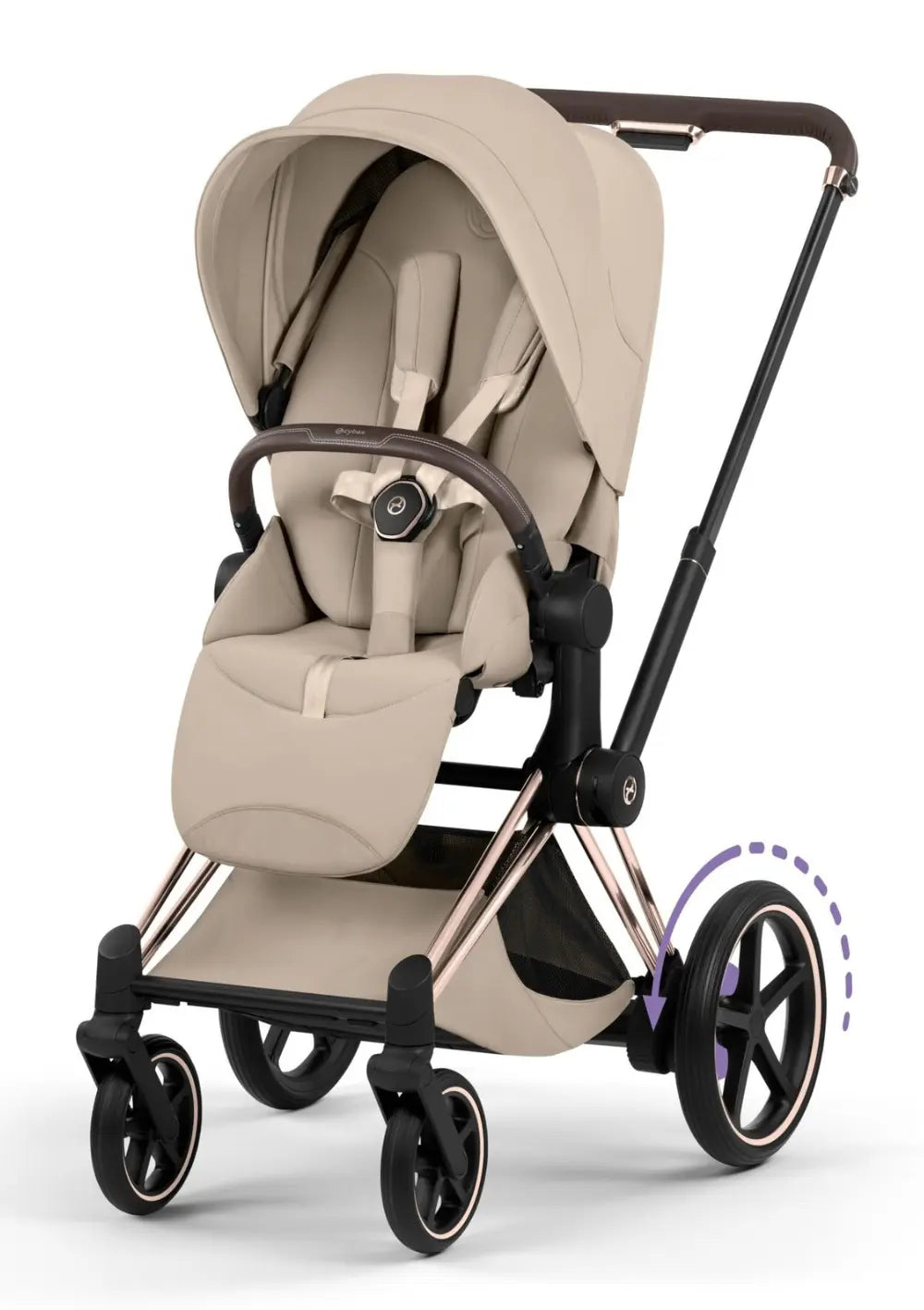 Cybex Kinderwagen-Set 'e-Priam Style' Cozy Beige (Frame Roségold)
