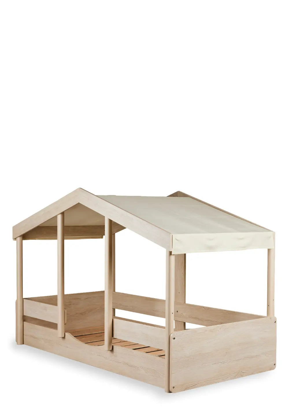 Quax Hausbett 'Cottage' Natural Ash 200 x 90 cm mit Betthimmel Butter (optional erhältlich)
