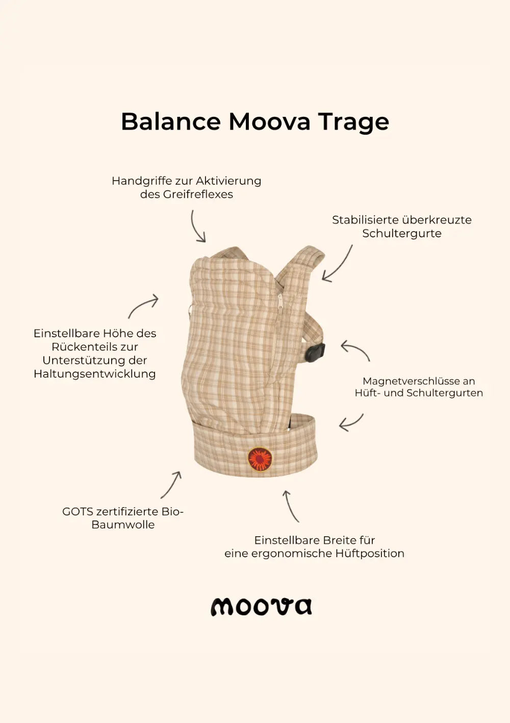 Moova Babytrage 'Balance' Mocha Check – Vorteile auf einen Blick