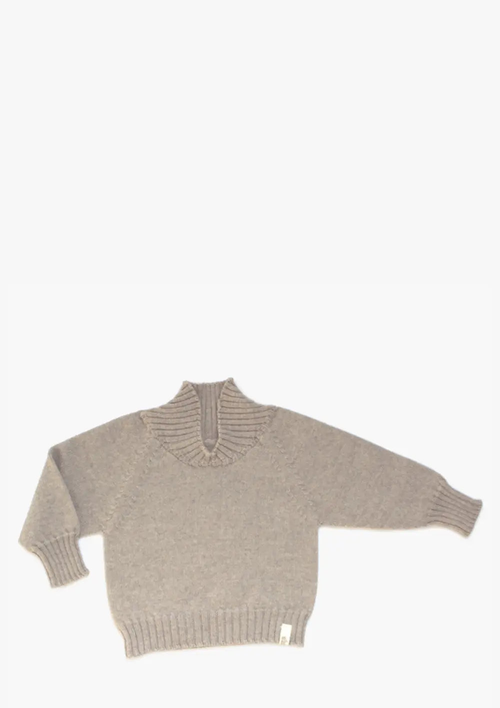 Merino Babypullover mit dehnbarem Halsausschnitt Beige
