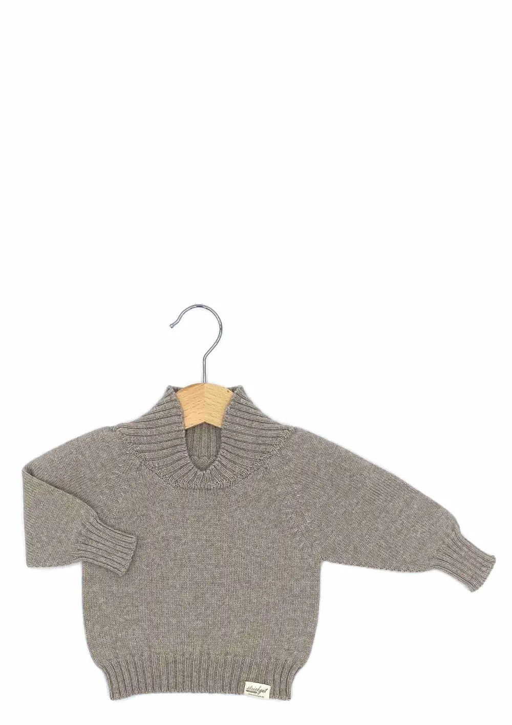 Merino Babypullover mit dehnbarem Halsausschnitt Beige