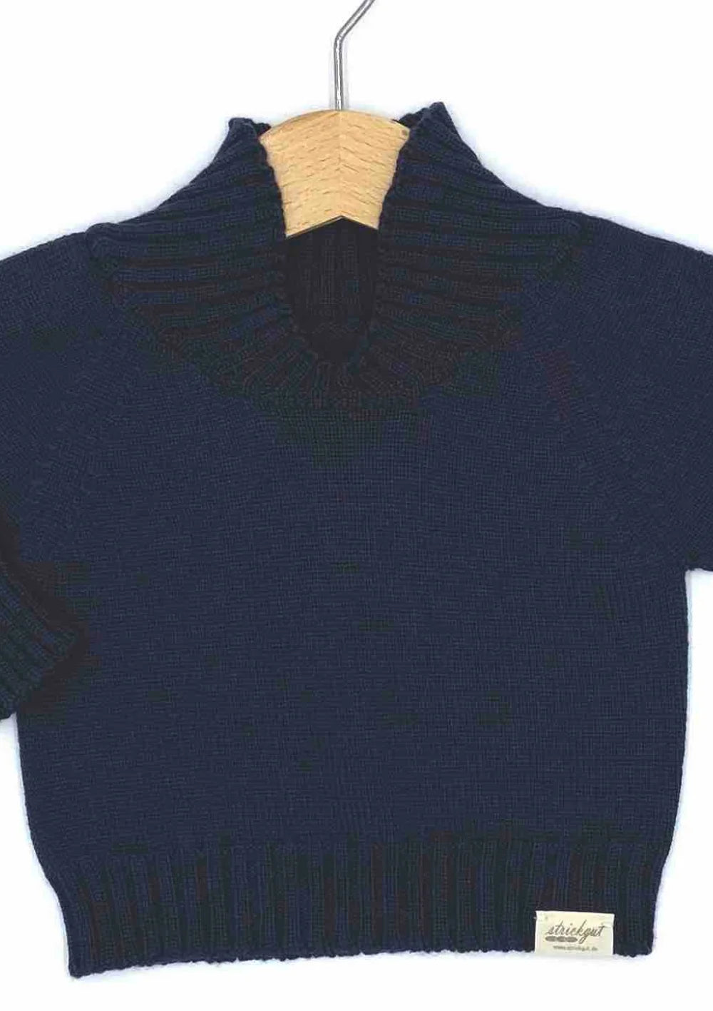 Merino Babypullover mit dehnbarem Halsausschnitt Indigo