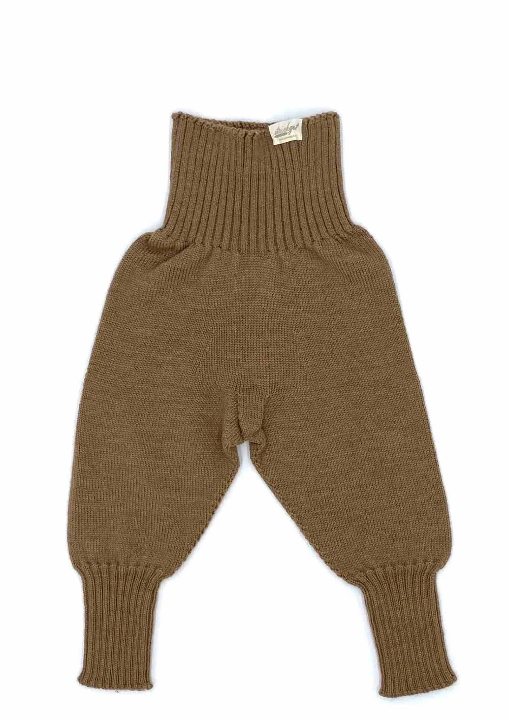 Strickgut Merino Babyhose mit weichem Bund zum Mitwachsen Camel