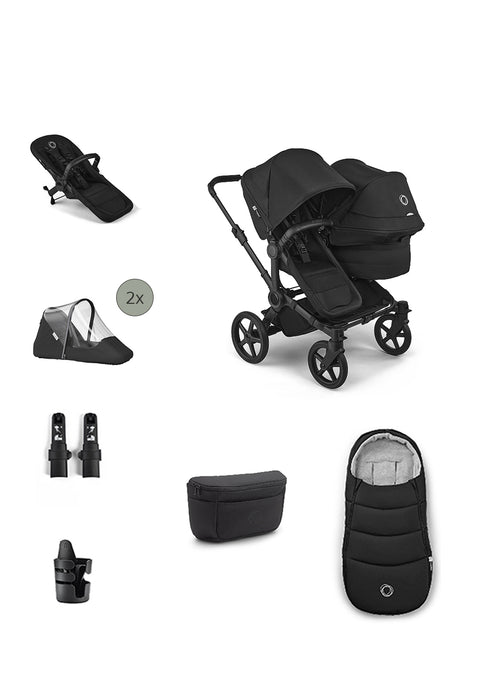 'Donkey 6 Double' Bundle – Unverzichtbares Kinderwagen-Set Heritage Black