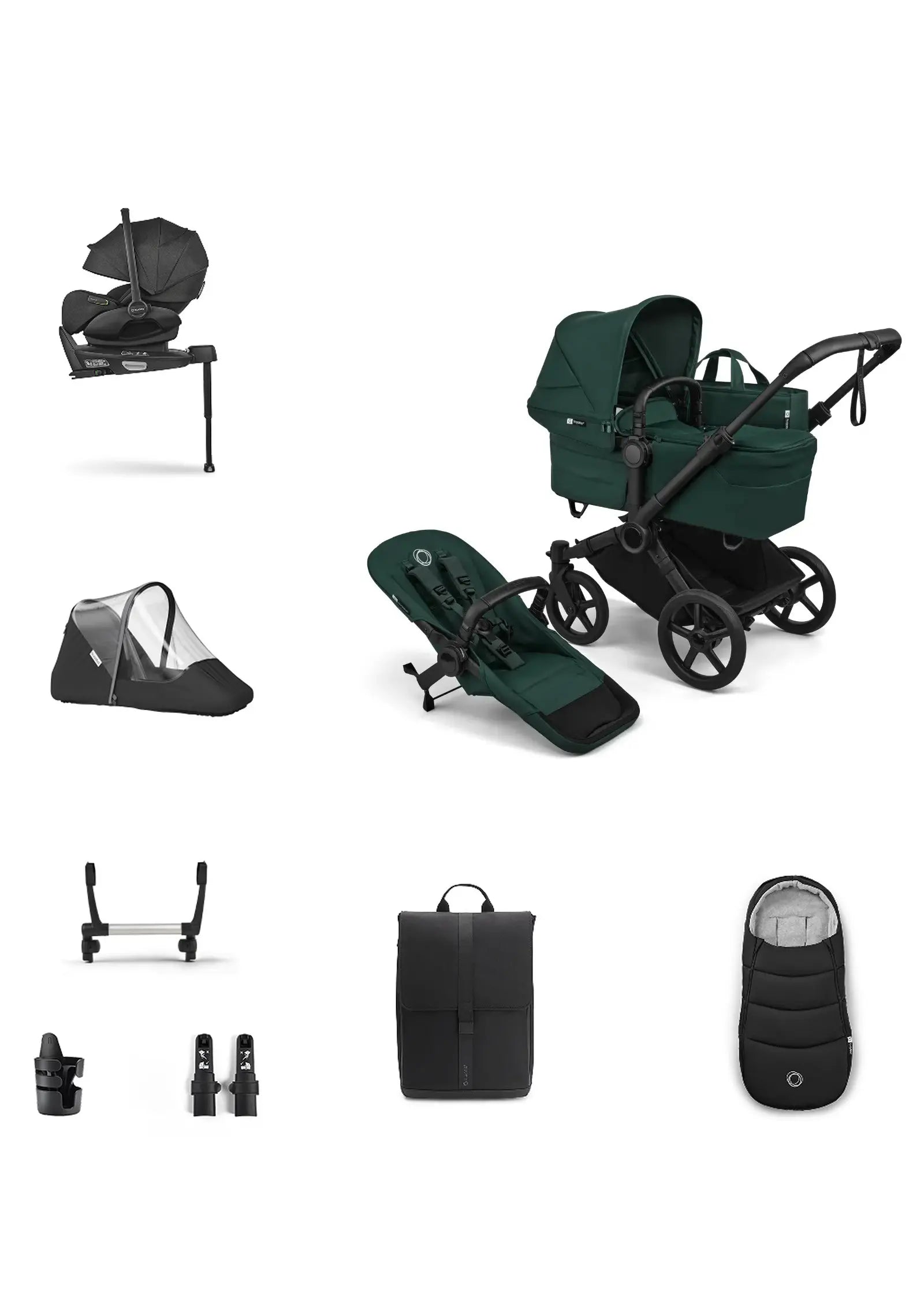 'Donkey 6 Single' Bundle – Komplettes Kinderwagen-Set Fern Green