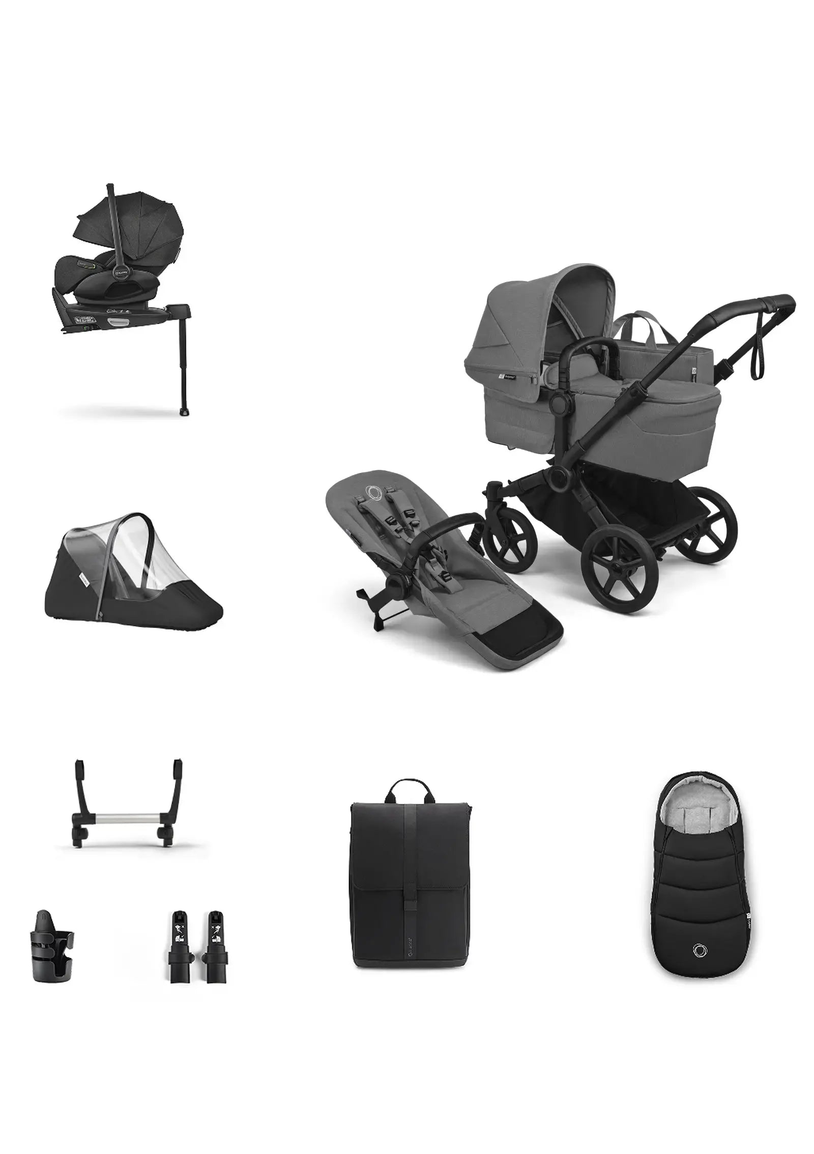 'Donkey 6 Single' Bundle – Komplettes Kinderwagen-Set Moon Grey