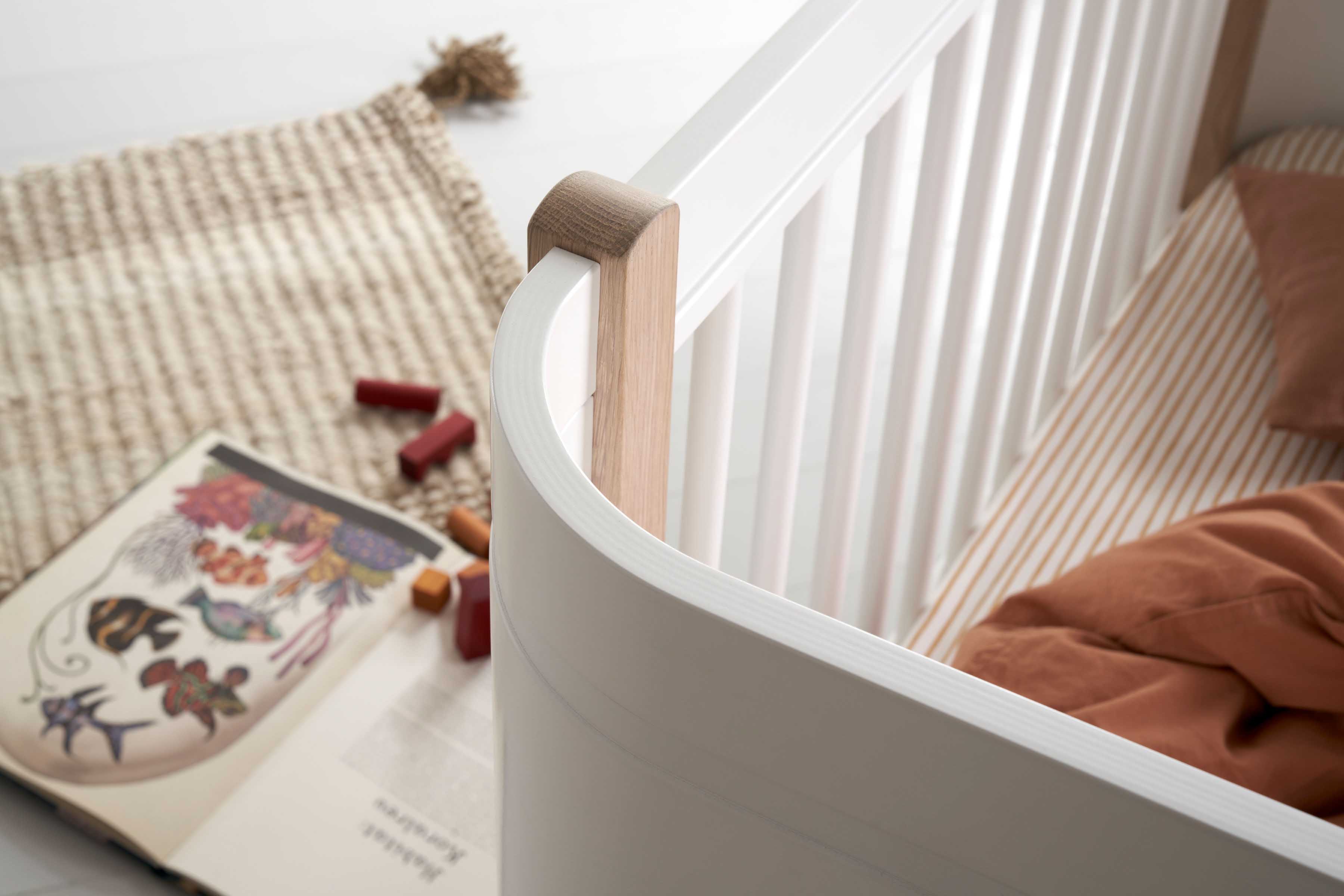 'Wood' Mini+ Babybett Weiss/Eiche