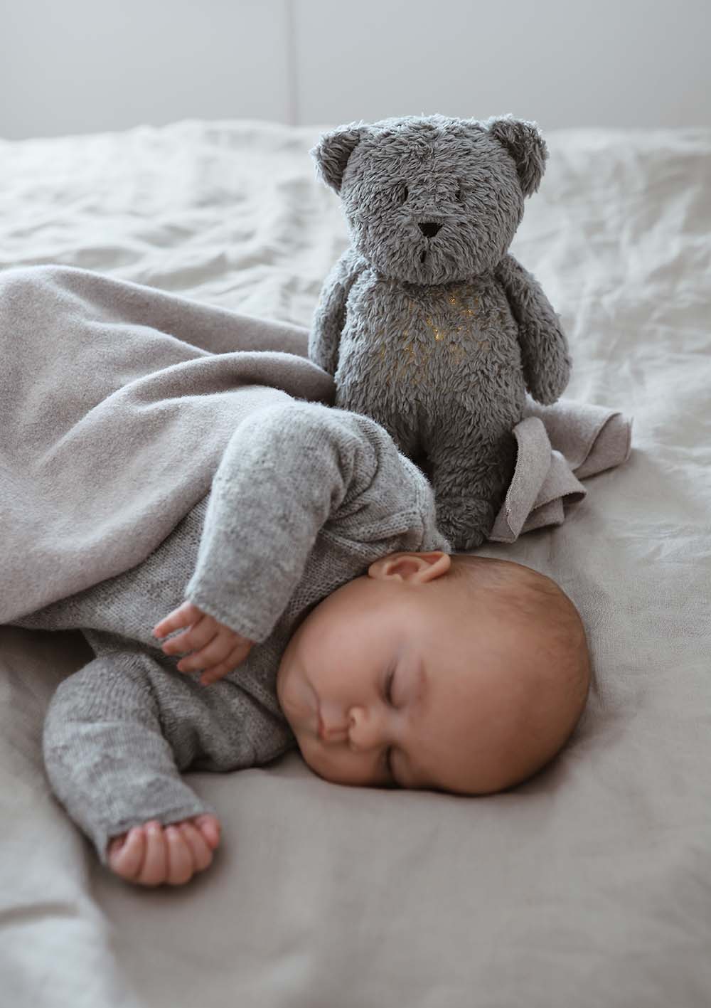 Teddybär mit Nachtlicht mineral grey