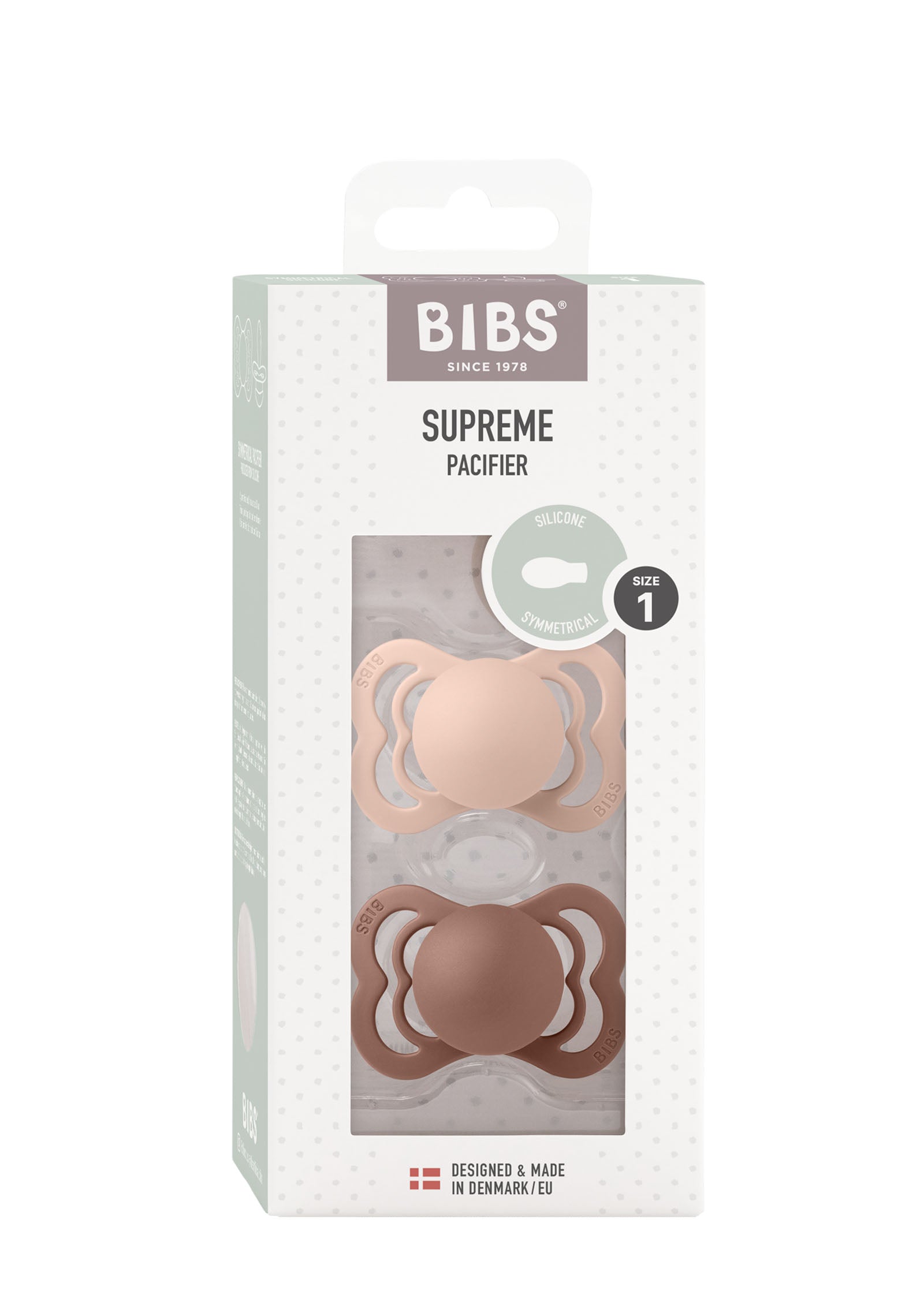 bibs Supreme Schnuller 2er-Pack Silikon Gr. 1 Woodchuck/Blush