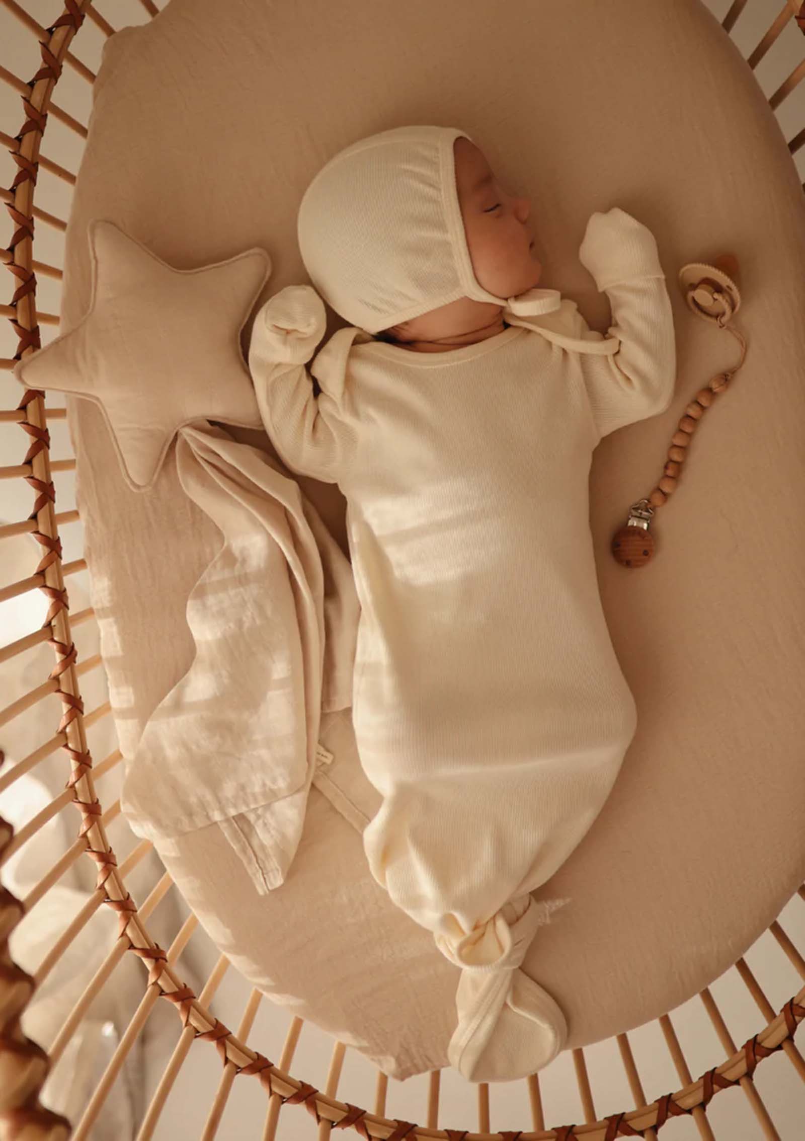 mushie geknotetes Babykleid ivory