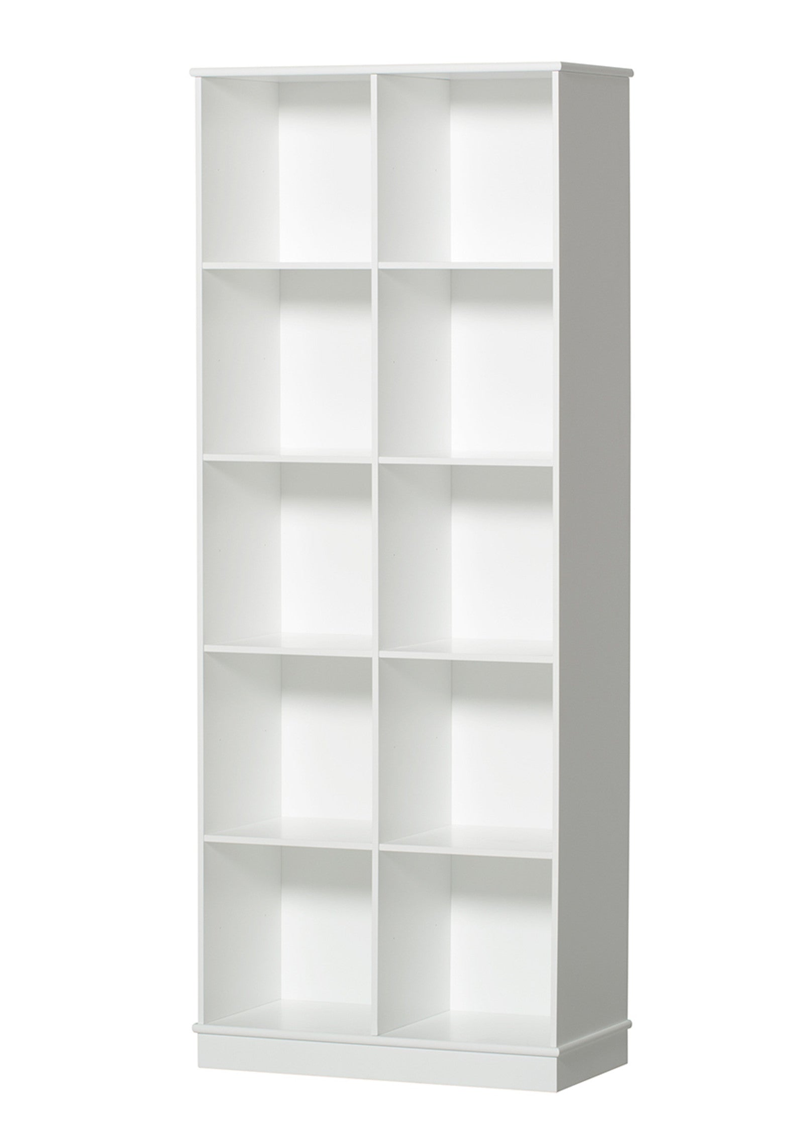 'Wood' Standregal vertikal 2 x 5 m / weiß mit Sockel